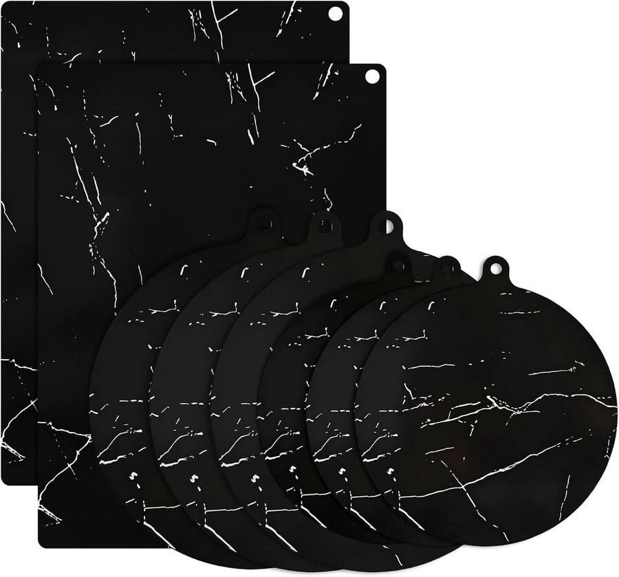 Inductie Beschermmatten Kookplaat Afdekking Keuken Beschermen Hittebestendig Antislip 8 Delige Set Zwart