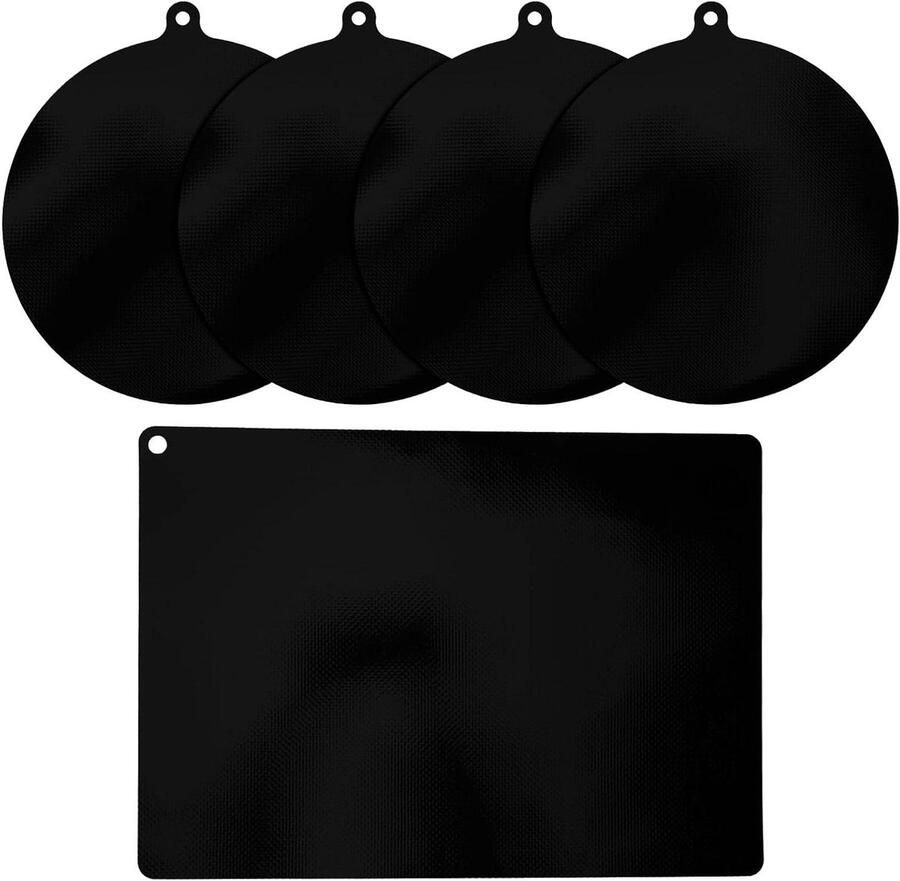 Inductie Beschermmatten Kookplaat Matten Koken Beschermen Hittebestendig Siliconen 5 stuks 35x25cm Zwart