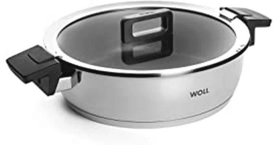 Inductie Braadpan 28 cm met Deksel Roestvrij Staal Ovenvast tot 200 Graden Antiaanbaklaag