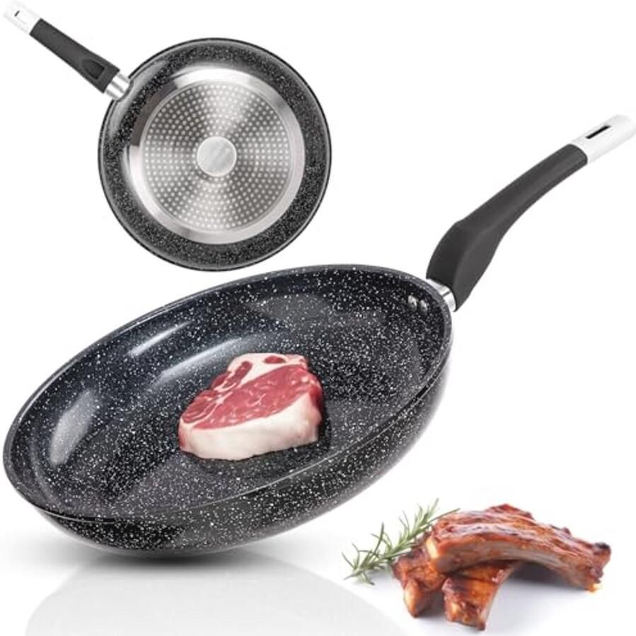 Inductie braadpan 30 cm met antiaanbaklaag en granietlook – Geschikt voor alle warmtebronnen