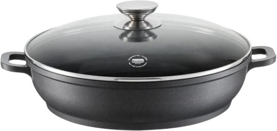 Inductie Braadpan Gietijzeren Pan Lange Stoofpotten Giet Aluminium 32 cm Zwart