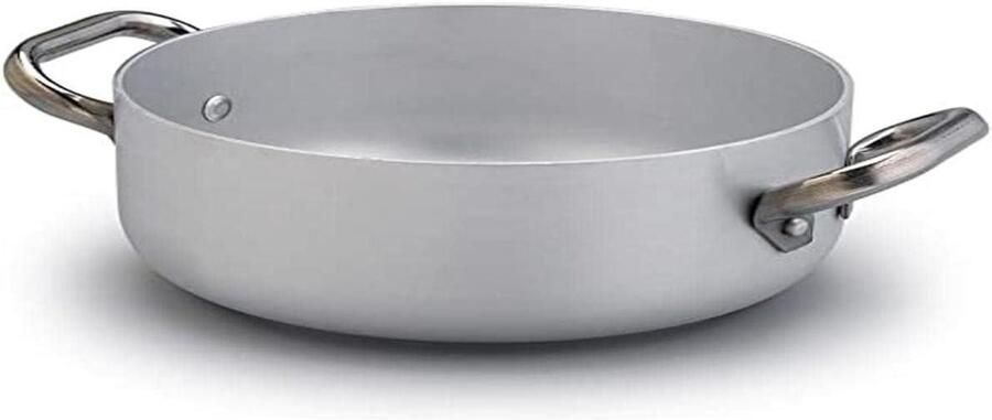 Inductie Braadpan Sauspan Diep Stoofgerechten Maken Professioneel Aluminium 3mm 24 cm Diameter Grijs