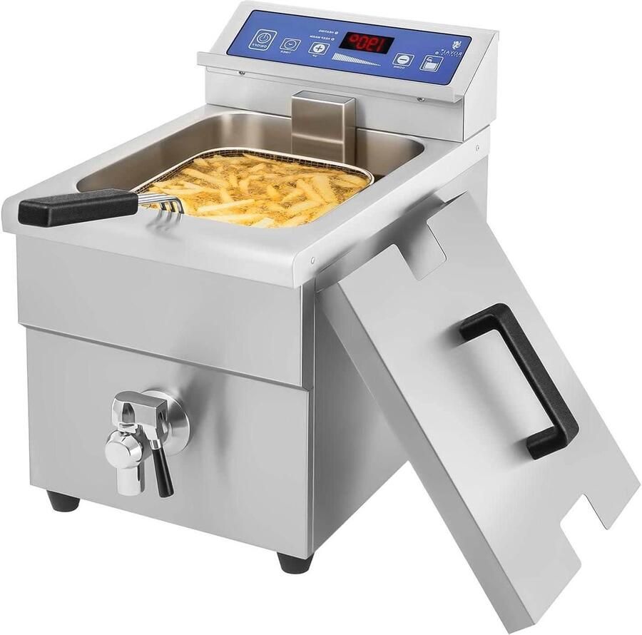Inductie Friteuse Professionele Frituurpan Snel Eten Bereiden Energiebesparende Inductietechnologie 10 Liter Roestvrij Staal
