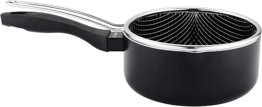 Inductie Frituurpan Aluminium Pan Frituren en Koken Drielaagse Antiaanbaklaag 16 cm Zwart