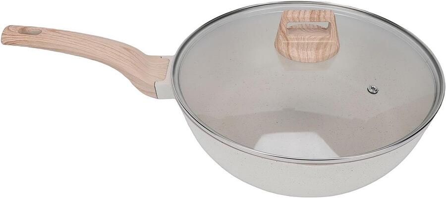 Inductie Frituurpan Steencoating Koekenpan Veelzijdig Koken Universeel Geschikt 11 Inch Diameter