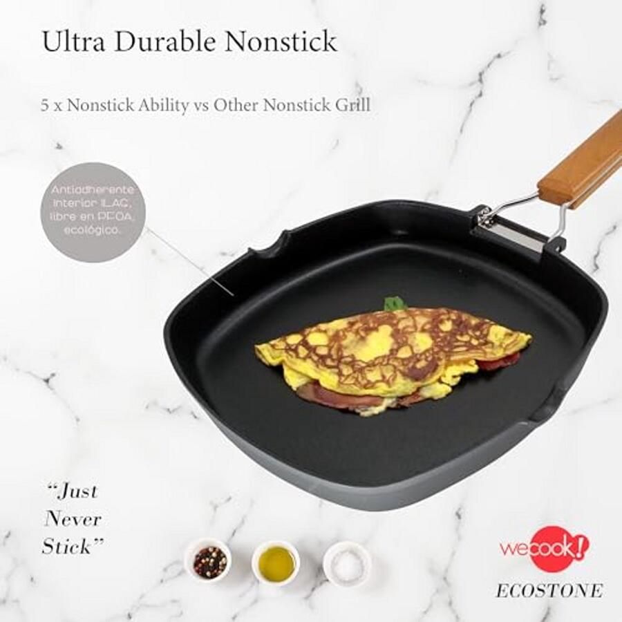 Inductie Grillpan 28 x 28 cm Antiaanbak Duurzaam en Ruimtebesparend