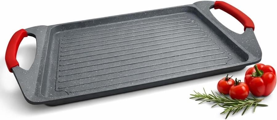 Inductie Grillpan Rechthoekige Pan Gezond Koken Antiaanbaklaag 45.5 cm Grijs