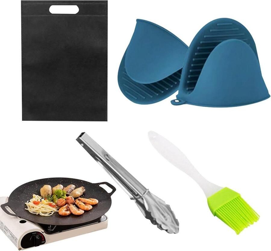 Inductie Grillplaat Bakplaat BBQ Pan Buiten Koken Antiaanbaklaag 30 cm Zwart