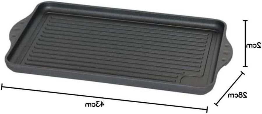 Inductie Grillplaat Bakplaat Lekker Koken Hittebestendige Handgrepen 43 x 28 cm Zwart
