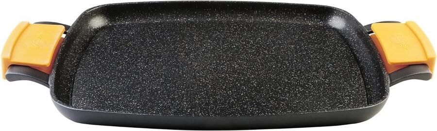 Inductie Grillplaat Gegoten Aluminium Pan Lekker Koken Titanium Anti-aanbaklaag 47 x 30 cm Zilver