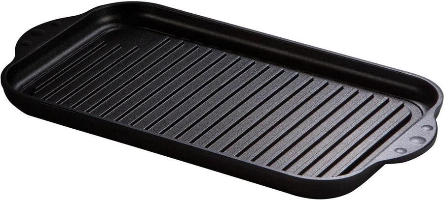 Inductie Grillplaat Grillpan Plaat Koken aan Tafel Dubbelzijdig Grillen 21.5 x 36.5 cm Zwart