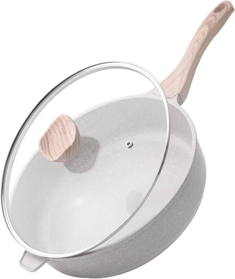 Inductie Keramische Koekenpan 30cm met Deksel Gezond PFOA- en PFAS-Vrij