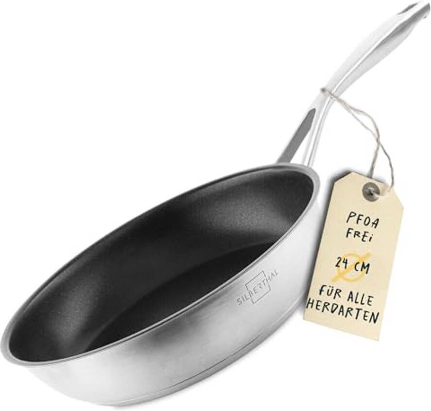 Inductie Koekenpan 24 cm Roestvrij Staal Antiaanbak Ovenvast