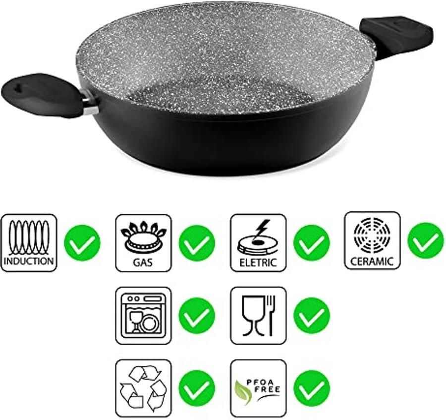 Inductie Koekenpan 24 cm Zwart Aluminium Geschikt voor Alle Kookplaten