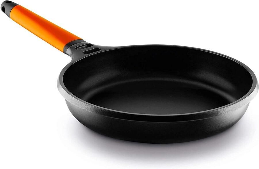 Inductie koekenpan Gegoten aluminium pan Dagelijks koken Afneembaar handvat 24 cm Oranje