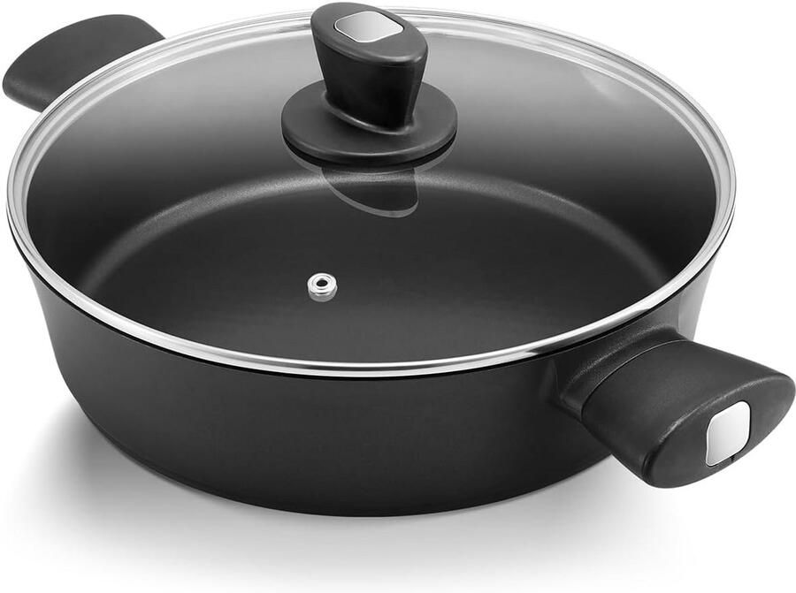 Inductie Koekenpan met Deksel en Hoge Rand 28 cm 3 8 l Ideaal voor Braden Roeren en Stoven