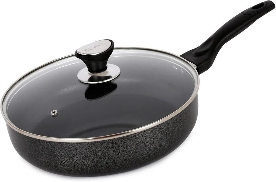 Inductie koekenpan 24 cm met glazen deksel Antiaanbaklaag Geschikt voor inductie
