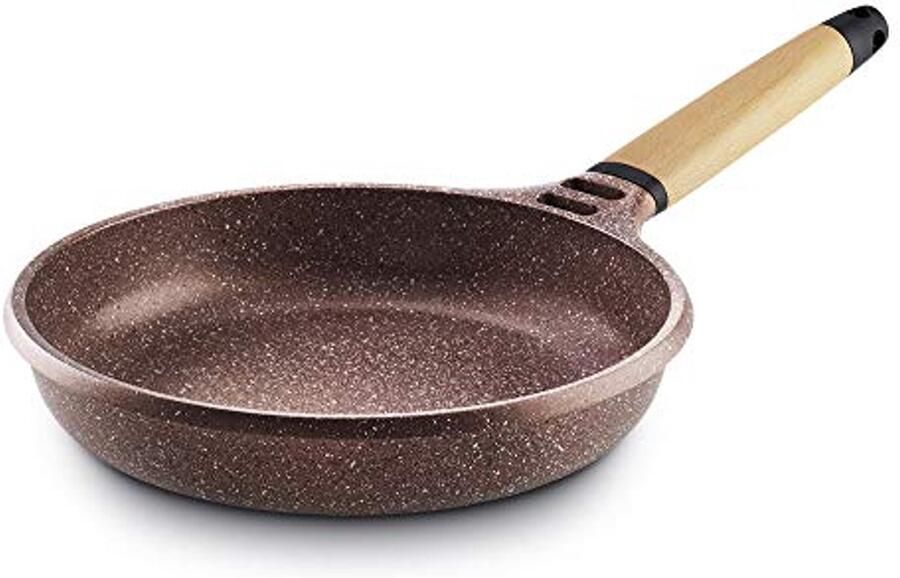 Inductie Koekenpan Terracotta met Houten Handvat 24 cm