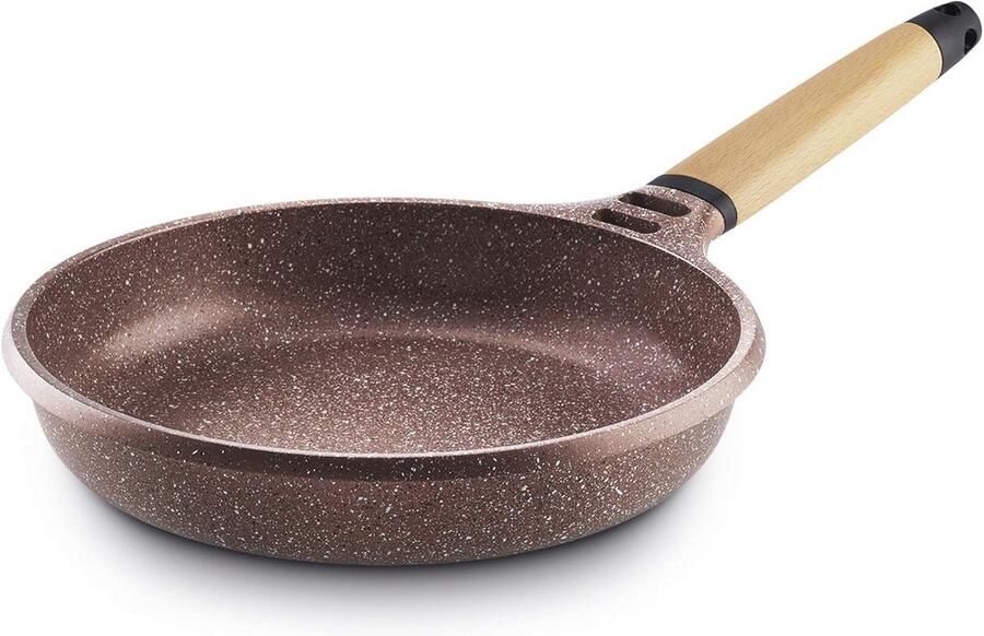 Inductie Koekenpan Terracotta met Houten Handvat 24 cm