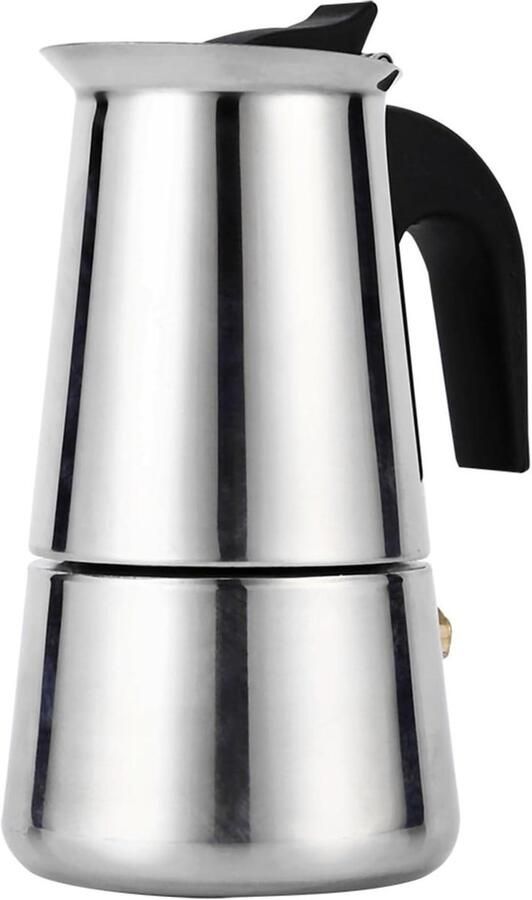 Inductie Koffiepot Espresso Moka Koffie Maken Roestvrij Staal 100 ml Zilver