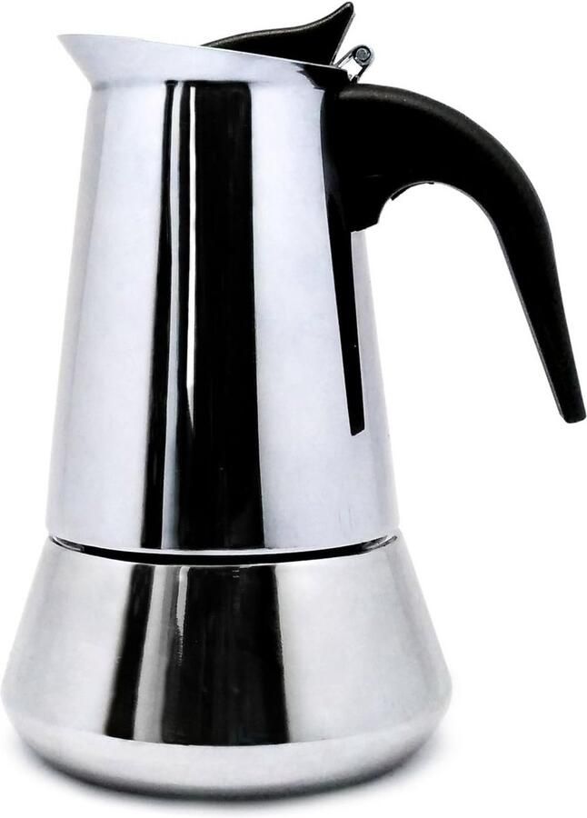Koffiezetapparaat Espresso Maker Traditioneel Koffie Zetten Inductie Geschikt 4 Kopjes Zilver