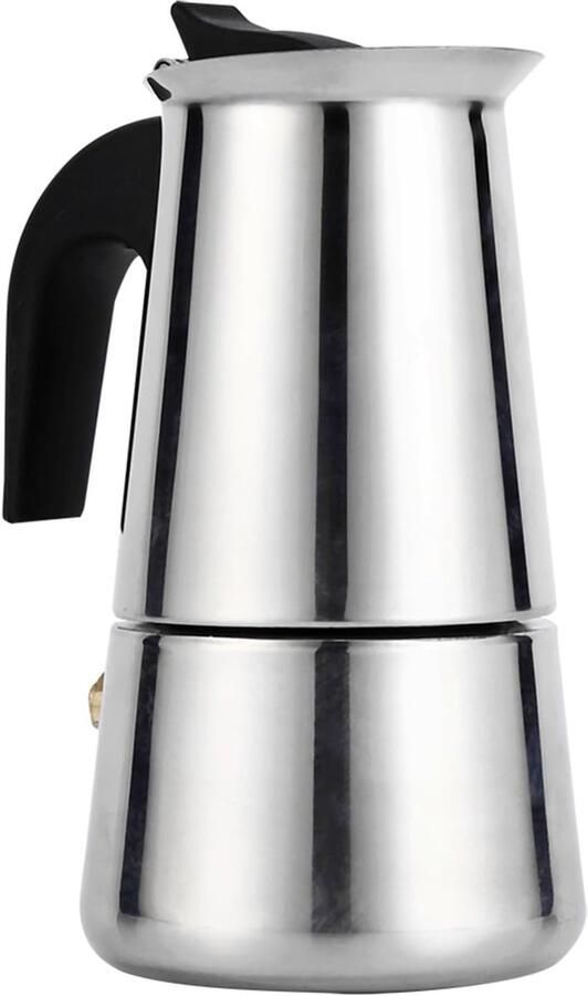 Inductie Koffiezetapparaat Moka Pot Espresso Koffie Zetten Hoogwaardig Roestvrij Staal 100 Ml Zilver