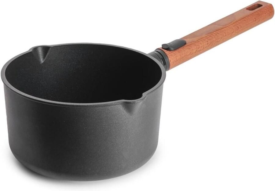 Inductie Kookpan 18 cm Duurzaam PFAS-vrij Antiaanbak & Afneembare Houten Steel