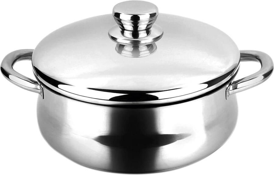 Inductie Kookpan Roestvrijstalen Pan Stoofschotels Bereiden Drielaags Diffusorbodem 24 cm Zilver