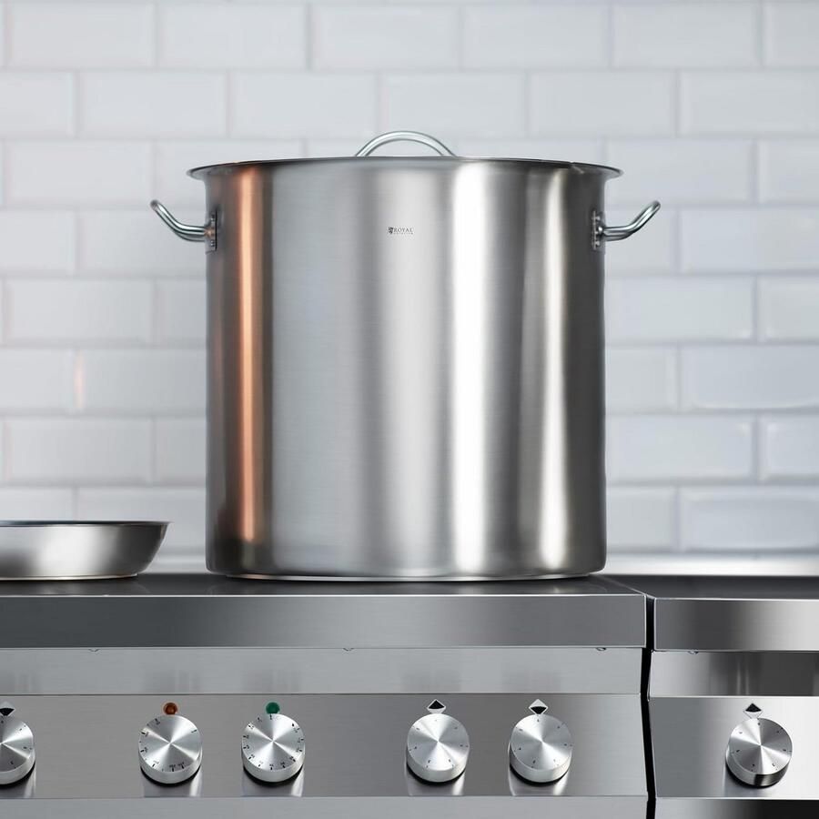 Inductie Kookpan Soeppan RVS Grote Porties Koken Drielaagse Bodem 48 Liter Zilver - Foto 2
