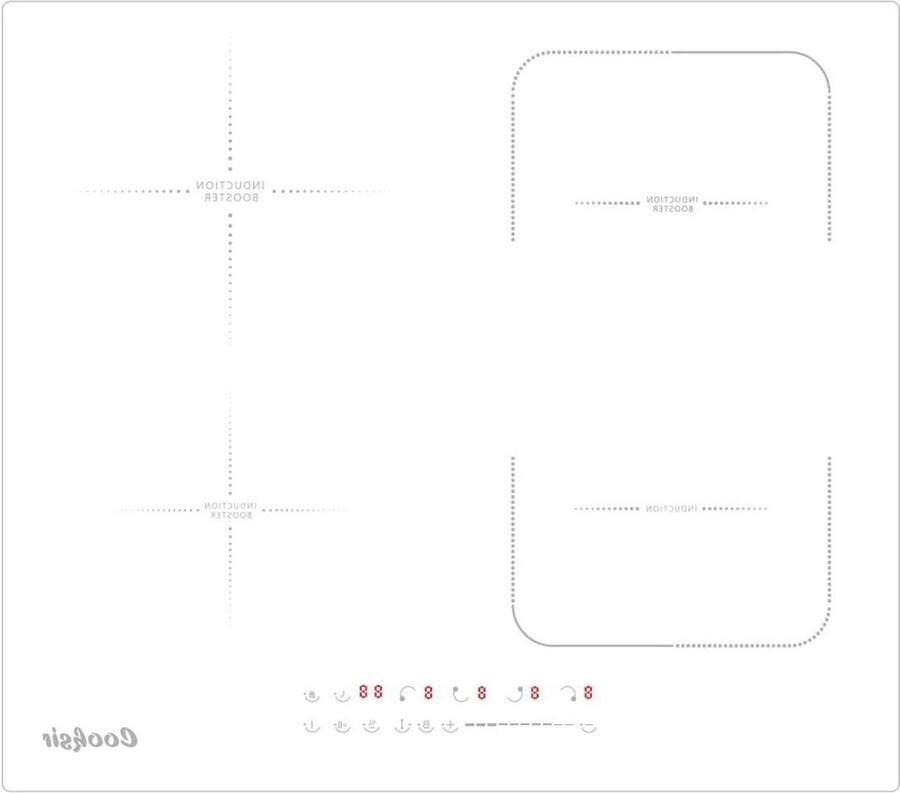 Inductie kookplaat 4 pits fornuis Eenvoudig koken Keramisch glas 59 cm breed Wit