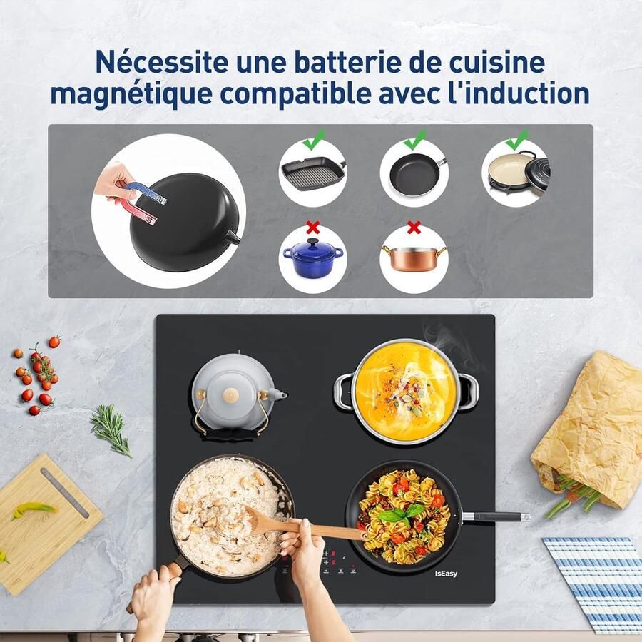 Inductie Kookplaat 4 Pits Kookplaat Snel Koken Booster Functie 59 cm Zwart