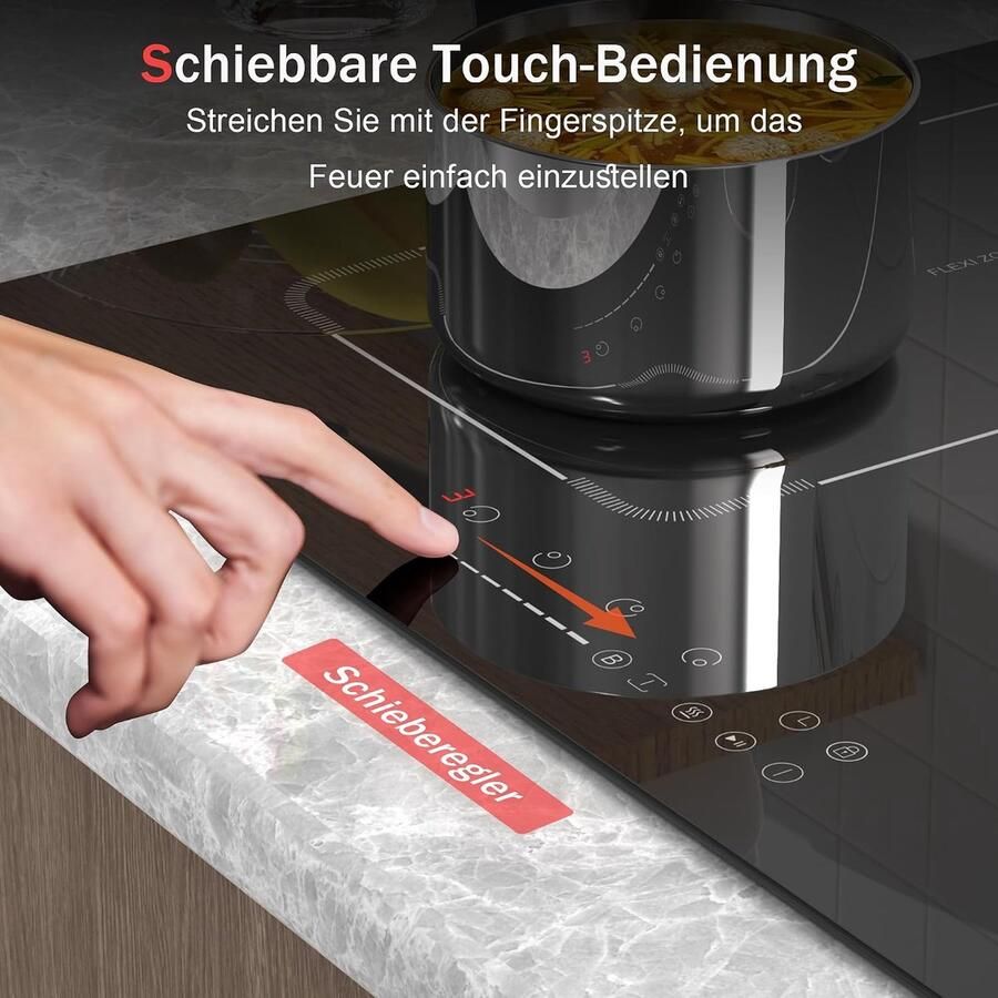 Inductie Kookplaat 4 Pitten Koken Thuis Uitbreidbare Zone 60 cm Zwart