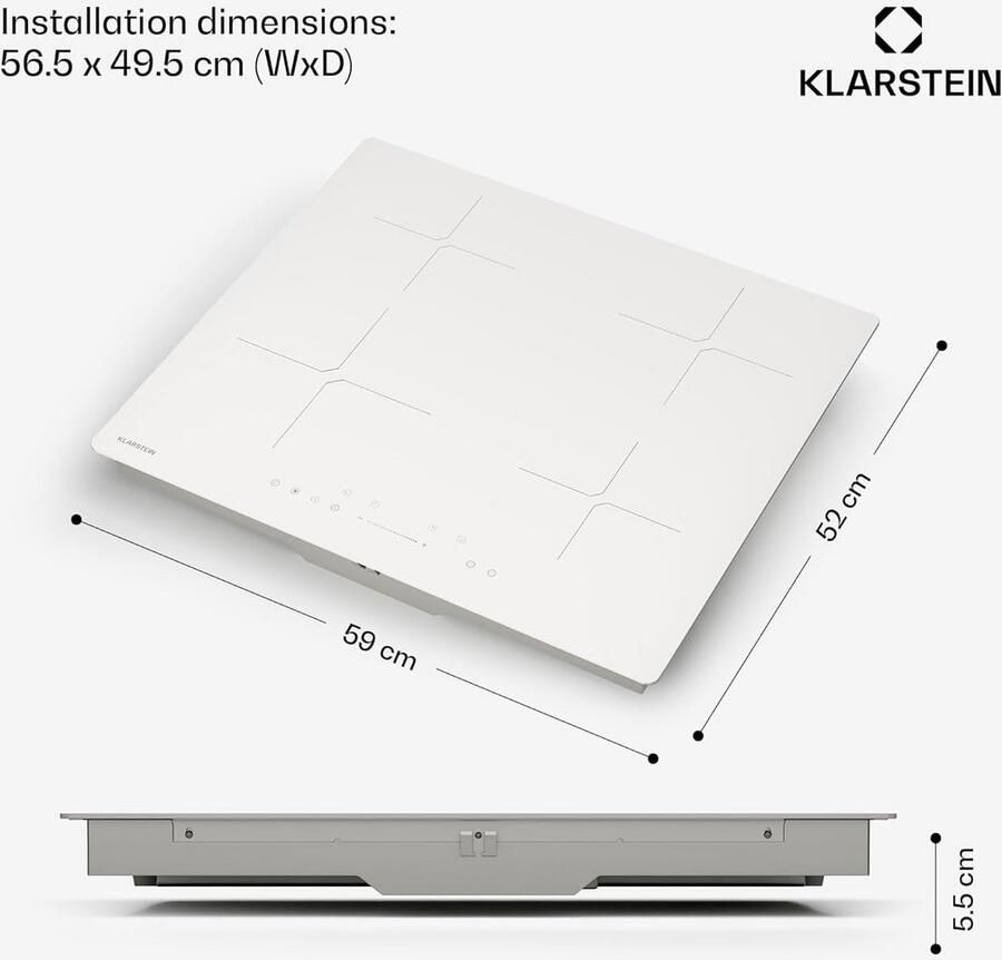 Inductie Kookplaat 4 Zones 7800W Vermogen Boost SenseControl Timer Zwart