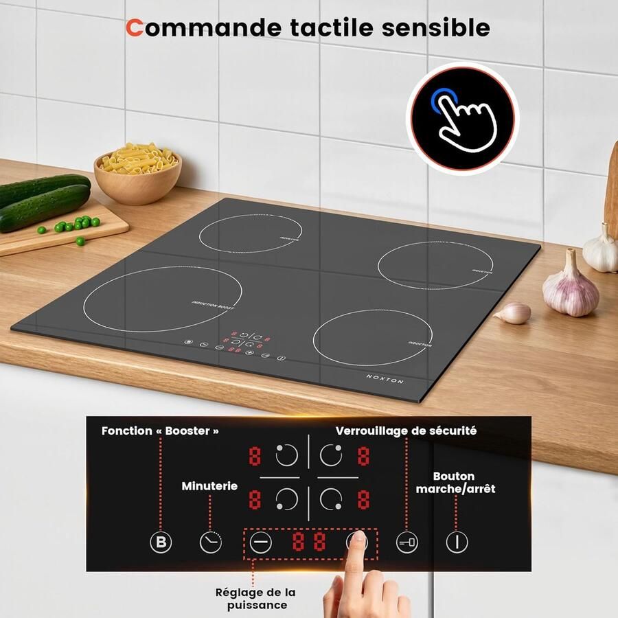 Inductie Kookplaat 4 Zones Snel Koken Met Boost Functie 60 cm Zwart