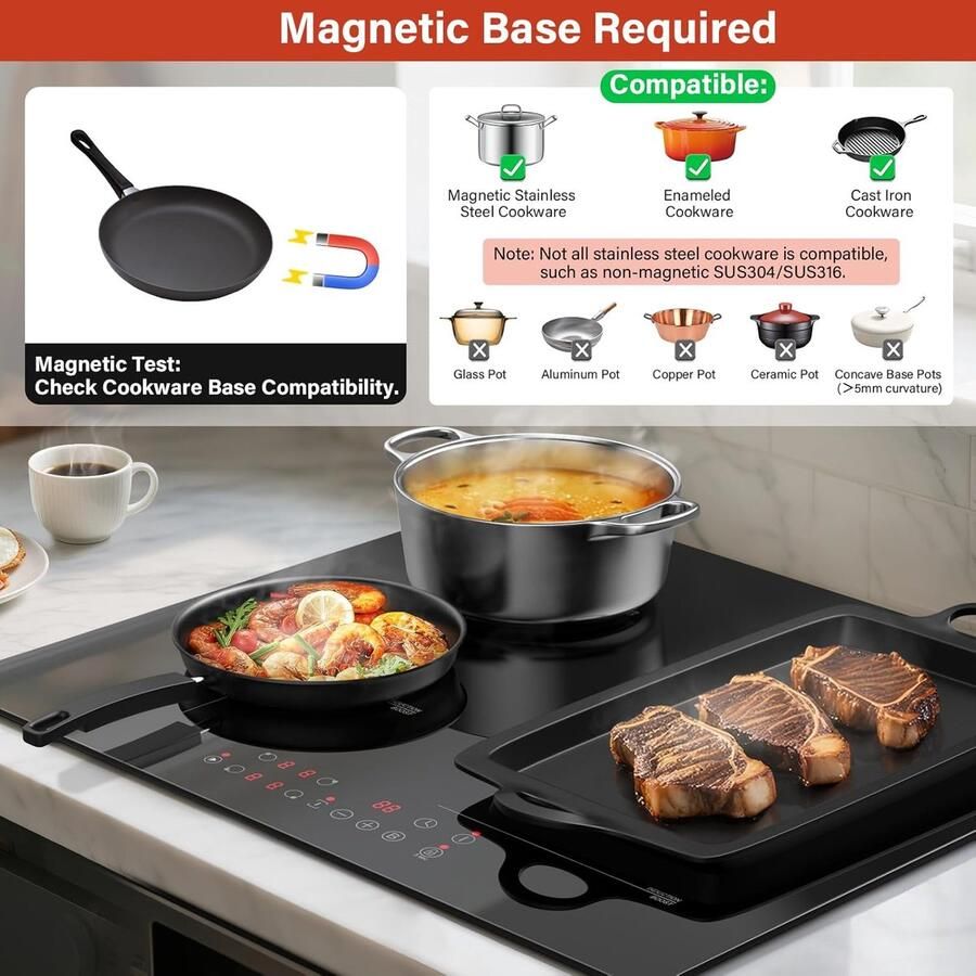 Inductiekookplaat 4 zones kookplaat Koken & Garen Flexibele zone 60 cm Zwart - Foto 3