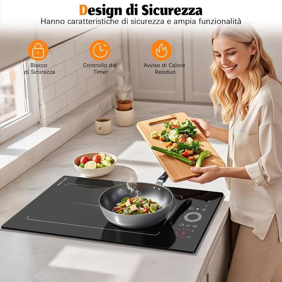 Inductie Kookplaat Flexzone Kookveld Snel Koken Combineerbare Zones 30 cm Zwart