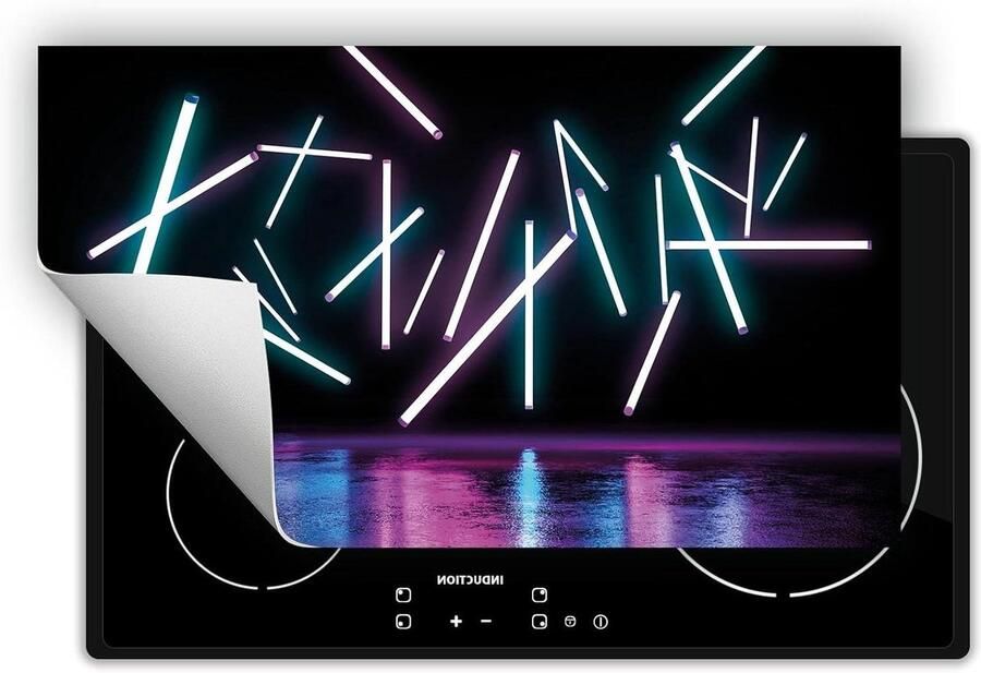 Inductie Kookplaat Afdekplaat Werkblad Beschermer Extra Werkruimte Creëren Antislip Vinyl Materiaal 90x52 cm Neon Zwart