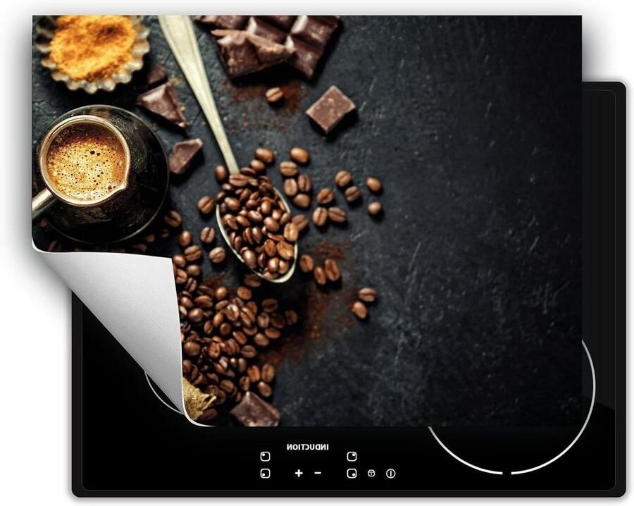 Inductie Kookplaat Beschermer Aanrecht Mat Extra Werkruimte Kras- en Vlekbestendig 80x52 cm Bruin Koffie