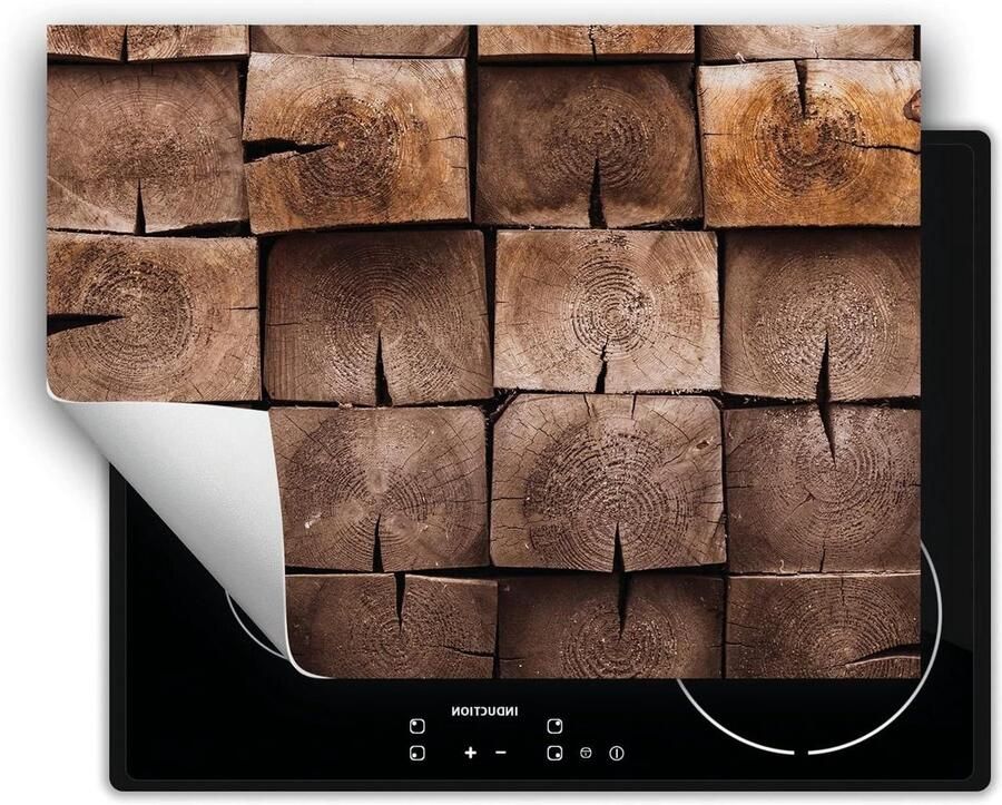Inductie Kookplaat Beschermer Aanrechtblad Mat Extra Werkruimte Creëren Antislip Vinyl Materiaal 70x52cm Hout Bruin