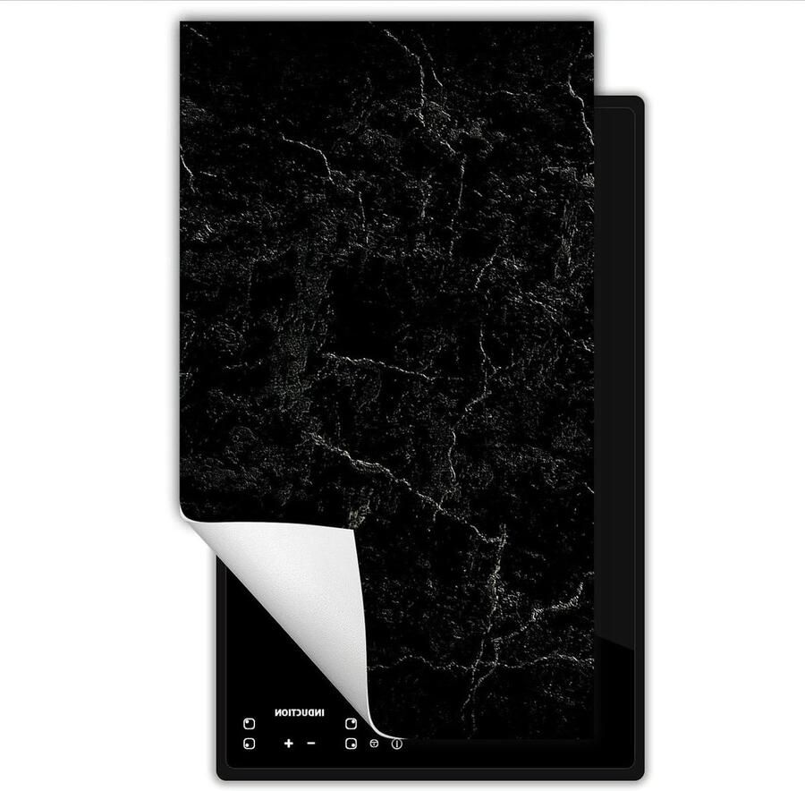 Inductie Kookplaat Beschermer Aanrechtblad Mat Extra Werkruimte Creëren Kras- en Vlekbestendig 30x52 cm Zwart Marmer