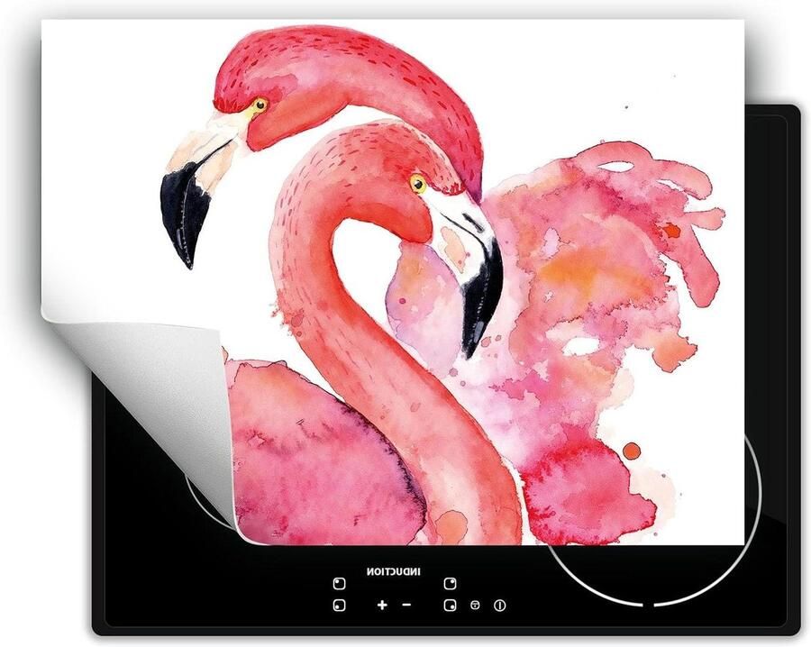 Inductie Kookplaat Beschermer Aanrechtblad Mat Extra Werkruimte Creëren Kras- en Vuilafstotend 80x52 cm Roze Flamingo