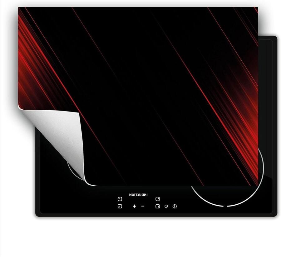 Inductie Kookplaat Beschermer Aanrechtblad Mat Extra Werkruimte Creëren Krasbestendig Vinyl 80x52 cm Zwart Rood