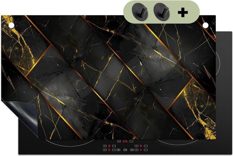 Inductie Kookplaat Beschermer Aanrechtblad Mat Keuken Beschermen Unieke Fotodruk 52x90 cm Zwart Goud
