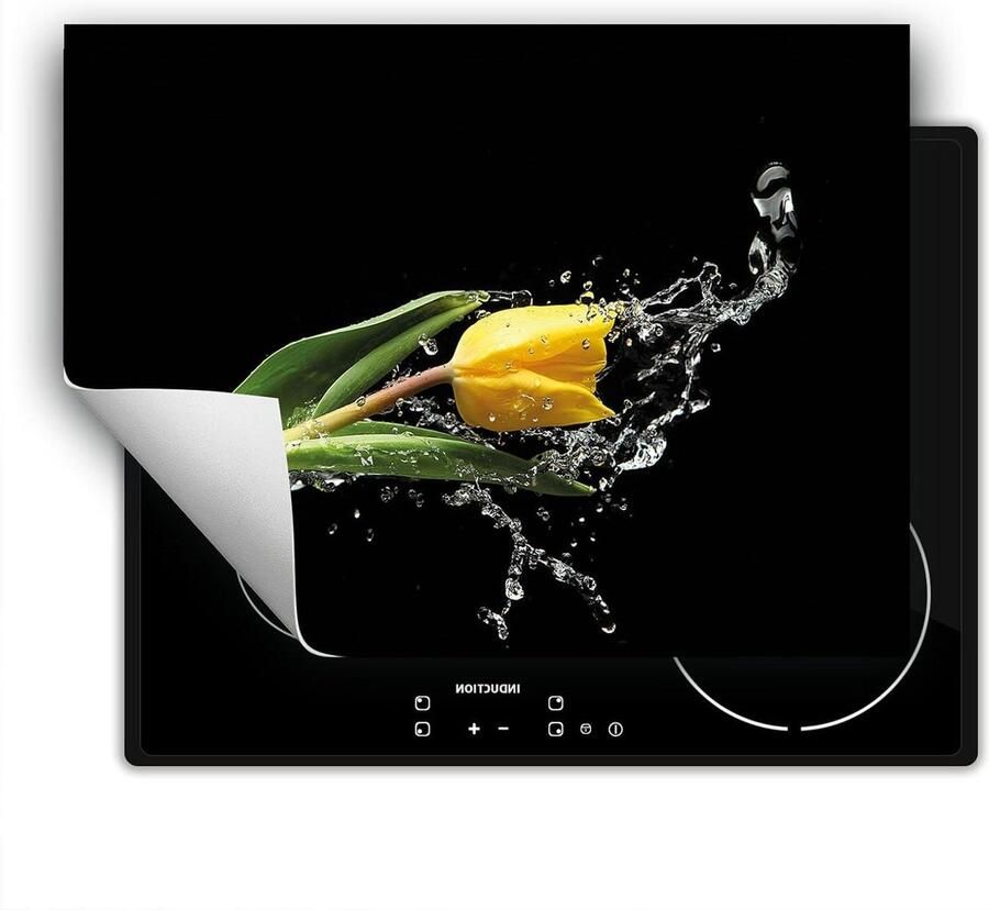 Inductie Kookplaat Beschermer Aanrechtblad Mat Koken en Werkruimte Krasbestendig Vinyl 80x52 cm Zwart