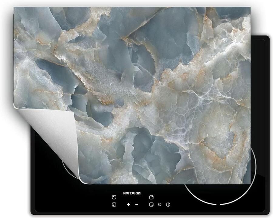 Inductie kookplaat beschermer Afdekplaat fornuis Kookplaat beschermen Extra werkruimte creëren 80x52 cm Grijs marmer