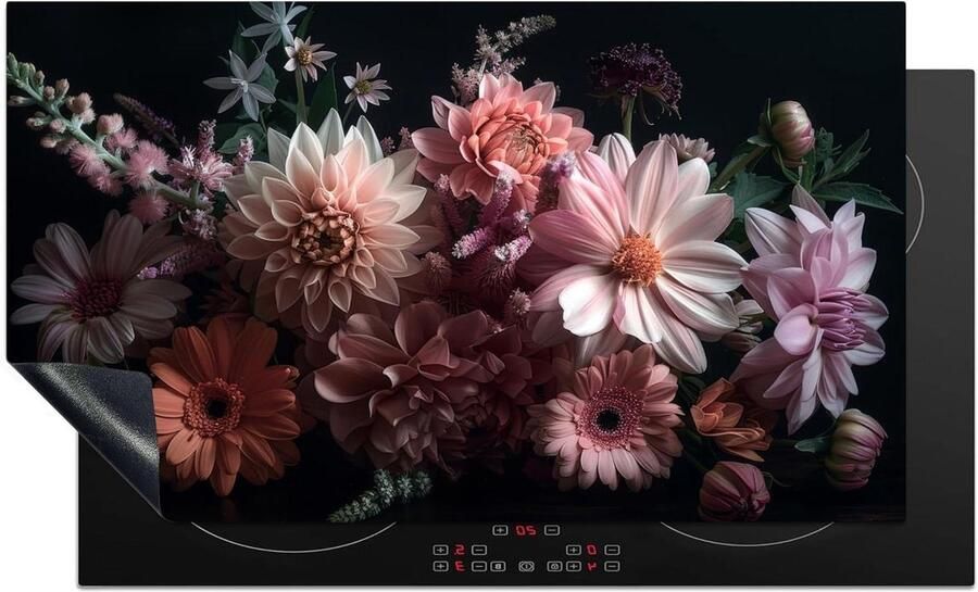 Inductie Kookplaat Beschermer Afdekplaat Kookplaat Extra Werkruimte Creëren Unieke Foto Print 90x52 cm Bloemen Dahlia