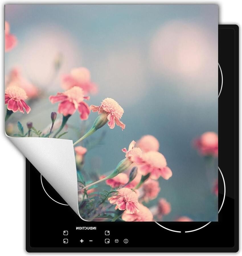 Inductie Kookplaat Beschermer Afdekplaat Kookplaat Keuken Werkruimte Antislip Vinyl 50x52 cm Bloemen Grijs