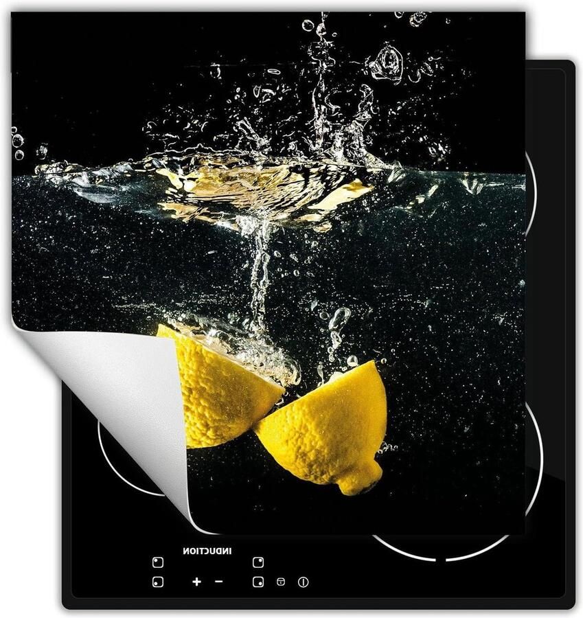 Inductie Kookplaat Beschermer Afdekplaat Mat Extra Werkruimte Creëren Antislip Vinyl Materiaal 50x52 cm Zwart Citroen