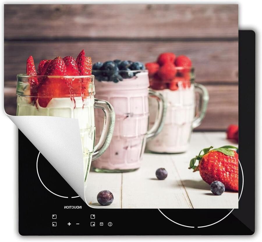 Inductie Kookplaat Beschermer Afdekplaat Mat Extra Werkruimte Creëren Antislip Vinyl Materiaal 60x52 cm Dessert fruit