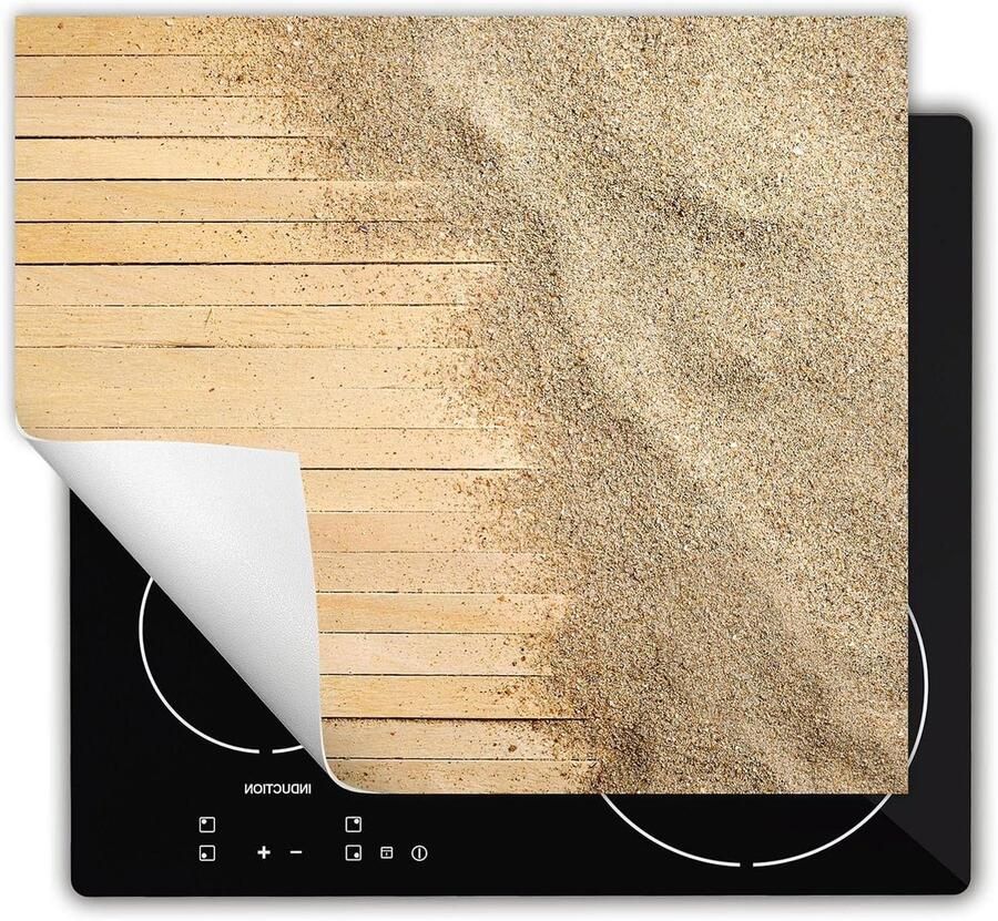 Inductie Kookplaat Beschermer Afdekplaat Mat Extra Werkruimte Creëren Antislip Vinyl Materiaal 60x52 cm Zand hout